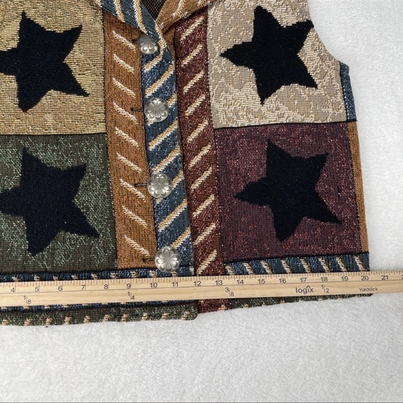 Painted Pony Tapestry Vest Stars Womens Sz L Made In USA VTG Western Grandmacore - Picture 7 of 11